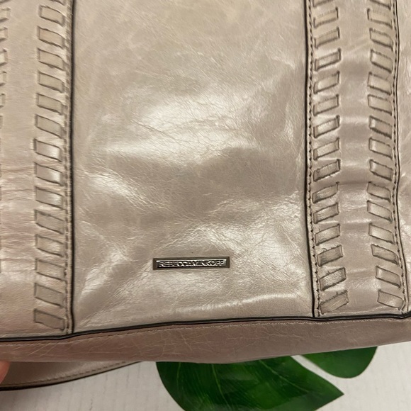Large Rebecca Minkoff Oatmeal White Leather Tote Bag w/Shoulder Strap - Picture 6 of 14